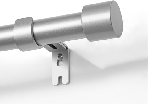 Joydeco Einstellbare Silber Gardinenstange Set 76cm-304cm Dekorative Vorhangstange mit Aluminium Endkappe für Duschraum Schlafzimmer Wohnzimmer DEY2A
