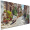 TRIOSK Sichtschutz Garten Deko Zaun Plane Blickdicht groß mit Zaunblende Motiv Dorfgasse Italien Mediterran für Balkon Terrasse Zaunelement Doppelstabmatten Gartenzaun PVC 250x150 cm