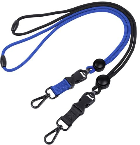 Masper 2 Stück Schwarz und Blau Breakaway Schlüsselband mit Runden Anpassung Schieberegler, Aabnehmbare Schnalle und Metall Snap Swivel Haken, Heavy Duty lanyard für Ausweishalter und Schlüssel