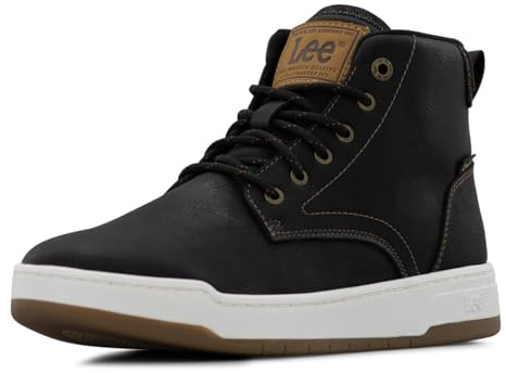 Lee | Spencer Sneaker for Men | Comfortable Denim Men's Shoe | Everyday Men Footwear, Black/Black Denim/Cognac, 10.5
