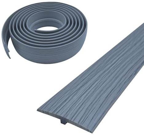 Profilé de transition, autocollant, profil en T, 5 × 300 cm, en PVC, revêtement plat, pour seuils de porte et sols de raccordement, pour carreaux de sol stratifié, 5 cm × 3 m