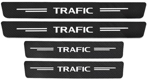 KLHYWEN Auto Kohlefaser Einstiegsleisten Für Ren-Ault Trafic 1 2 3 Tuning Zubehör 4 STÜCKE Auto Scuff Plate Türschwelle Sill Aufkleber,White