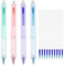 Deepton Radierbarer Kugelschreiber, 4 Stück Radierbare Stifte, 0.5mm Gelstifte Radierbar mit 10 Ersatzminen, Tintenroller Radierbar für Studenten Geschenk, Bürobedarf