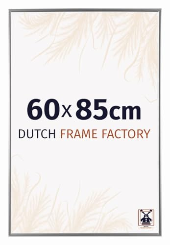 Dutch Frame Factory - Bilderrahmen 60x85 cm Silber Hochglanz - Kunststoff | Antireflex-Acrylglas aus Kunststoff, Wandmontage, Geeignet für Fotos, Poster und Puzzles, Easy, Made in Holland