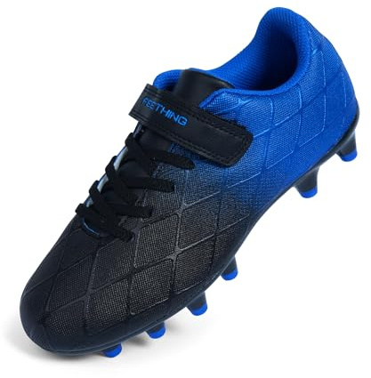 FEETHING Zapatos de Fútbol para Niños Unisex Al Aire Libre Zapatos de Fútbol para Jóvenes Botas de Fútbol(Azul/Negro,6US-39EU-5.5UK Gran Niño)