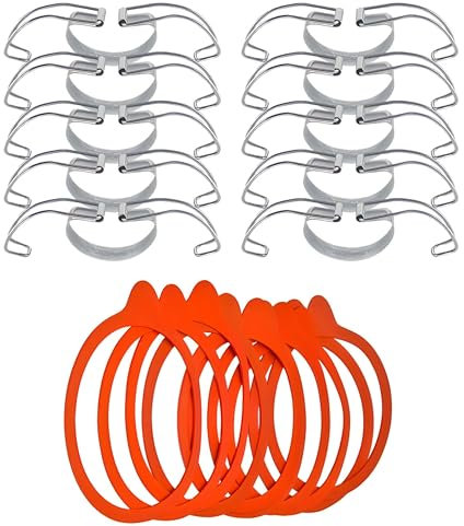 mikken Einmach-Set 10 Weckringe 94x108 mm Gummiringe für Weckgläser 10 cm und 10 Grosse Metallklammern