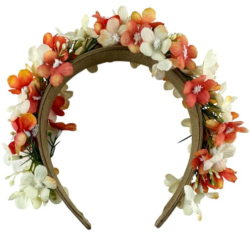 Blumen Haarreif Marissa mit zarten Blüten | Haarschmuck zu Dirndl Hochzeit Blumenmädchen (Orange, Einheitsgröße)