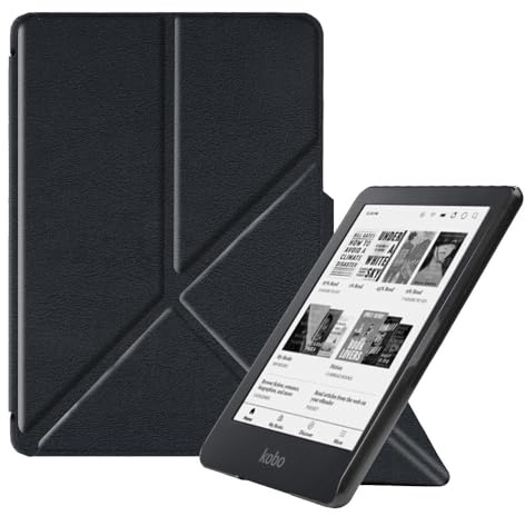 Andy Case Étui pour liseuse Kobo Clara 2e (N506) (version 2023), le cuir le plus fin et le plus léger pour liseuse Kobo Clara 2e de 6 avec mise en veille automatique (noir)