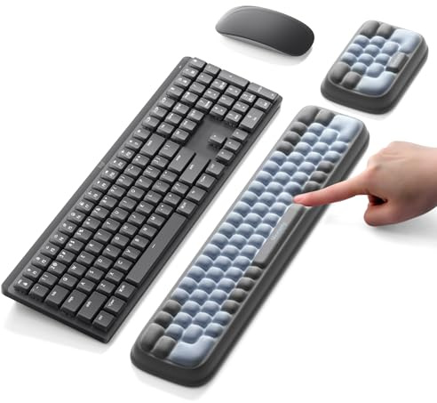 MEATANTY Ensemble repose-poignets clavier et souris, bleu | Ensemble en mousse à mémoire de forme avec tissu respirant et base antidérapante pour bureau et gaming.