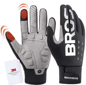ROCKBROS Winter Fahrradhandschuhe Damen Herren mit Thinsulate | Warme Handschuhe, Touchscreen-kompatibel, für Fahrrad, MTB, Laufen und Outdoor