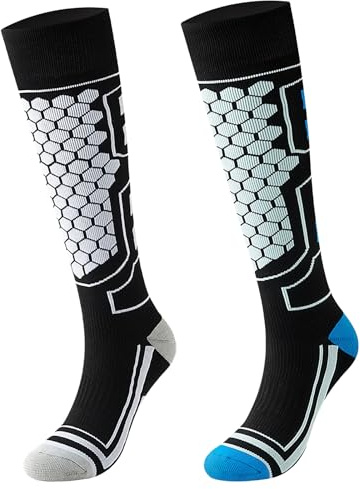 QBEJIME 2 Pairs Ski Socks Mens, Thermal Long Thick Ski Socks For Men, Uk 6-11, Skiing Accessories,For Winter, Skiing, Outdoor, Sports, Snowboarding, Hiking