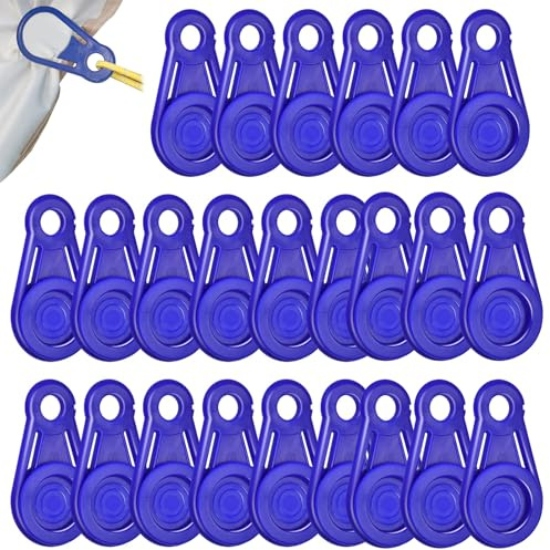 LEOINAER 24 Stück Blue Heavy Duty Planenclips – wasserdichte Zeltclips, Planenhalter, Klemmen für Planen, Banner und Netz – Ideal für Camping, Boot, Markisen und mehr