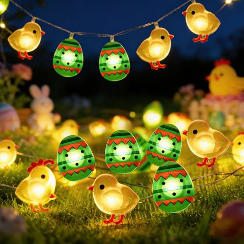 Easter Fairy String Lights, Easter Decorations, Easters Battery Operated Chick and Eggs Led String Lights for Decor Spring Fairy Lights for Home Indoor Outdoor fun Cute Easters Light Decorations