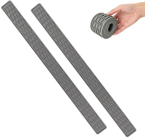 2 tappetini scolapiatti sottili, 80 x 5,5 cm, in silicone, per cucina e bar | paraschizzi per lavello, sottopentola assorbente, paraspruzzi per lavello, grigio