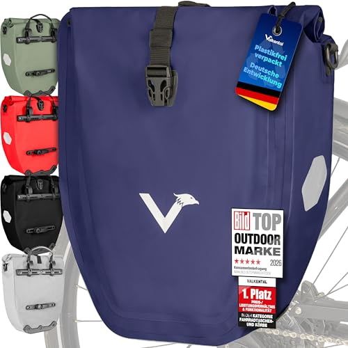 Valkental Gepäckträgertasche, Wasserdicht & Abschließbar | Abschließbar für Diebstahlschutz, große Reflektoren für Sichtbarkeit, bombenfester Sitz, mehrfach ausgezeichnet, langlebig