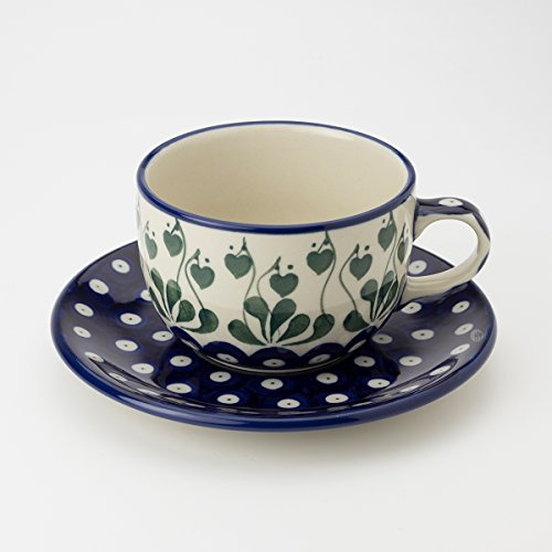 Polish Pottery 195ml Teacup and Saucer - Love Leaf