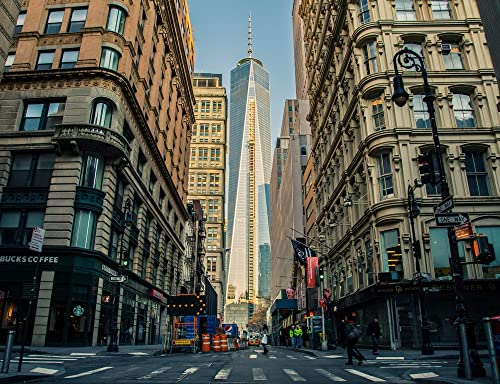 hansepuzzle 35695 - One World Trade Center Puzzle 1000 Teile - Gebäude Puzzle mit hochwertiger Aufbewahrung: Kartonbox und wiederverschließbarem Beutel - Format 60 × 46 cm