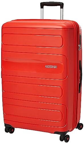 American Tourister Sunside - Spinner L, Erweiterbarer Koffer, 77 cm, 106/118 L, Red (Sunset Red)