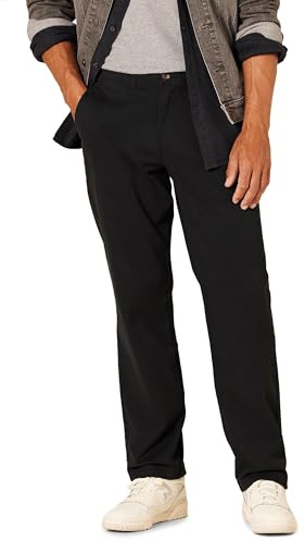 Amazon Essentials Men's Classic-Fit Casual Stretch Chino Trousers, Black, 40W / 30L