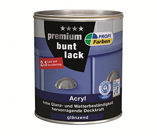 ProfiFarben Premium Buntlack 2in1 Lack und Grundierung Acryl glänzend 0,375 L Farbwahl, Farbe (RAL):RAL 7035 Lichtgrau