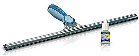 Profi-Fensterabzieher (55cm) von LEWI - Fensterwischer für kleine Fenster & Ecken - streifenfreies Ergebnis, ergonomischer Griff, Edelstahlschiene & Gummilippe - inkl. Gratisprobe Glasreiniger
