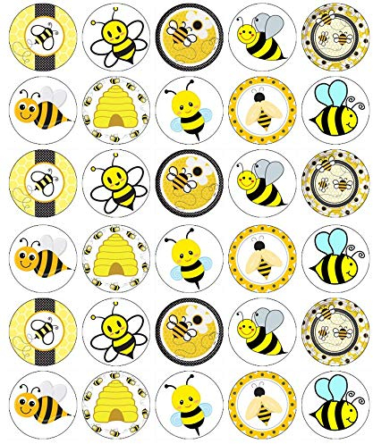 30 Bumble Bees Cupcake Toppers Edible Wafer Paper Fairy Cake Toppers Birthday Cakes