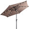 COSTWAY Parasol de Jardin Extérieur Ø 300 CM, Inclinaison et Manivelle, 24 Lumières LED, Parasol Balcon Solaire sans Pied, 8 Baleines Robustes, Toile Ventilée, pour Jardin Piscine Terrasse(Brun)