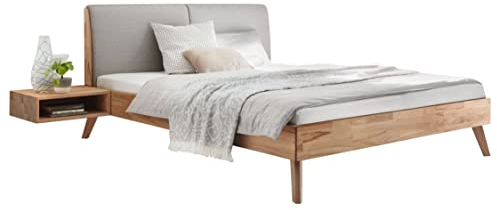 Hasena Bett Simone 25 Kernbuche Polsterkopfteil grau 180x200