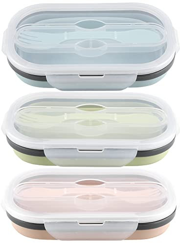 Naroote Plegable, de Silicona Plegable de Grado alimenticio Frasco portátil de Almacenamiento de Alimentos Rectangular(Verde)