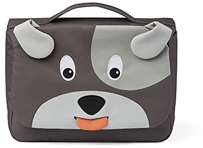 Affenzahn Vorschultasche in Form eines Hundes, in der Farbe grau, reflektierend, ergonomisch, Name auf ausziehbare Zunge, AFZ-CAR-001-026