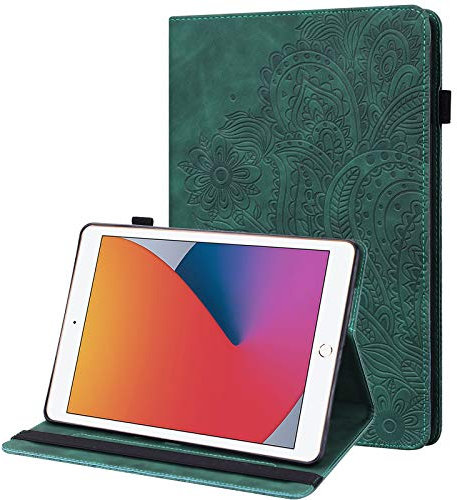 GLANDOTU Amazon Kindle Fire HD 8 Tablet Case (8th Gen 2018/7th Gen 2017/6th Generation 2016),PU Leather lightweight Embossed Folio Flip Tablet Cover with fold Stand Protective Shell -Green