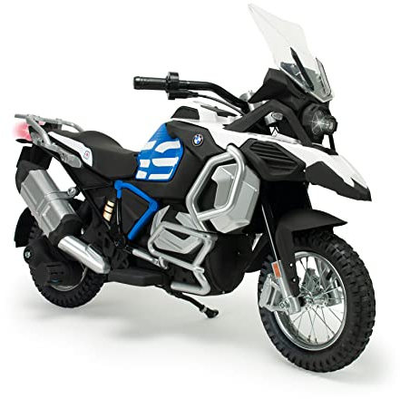 INJUSA- Moto Électrique BMW R1250 GS Adventure pour Enfants +6 Ans | Batterie 24V | Jantes en Métal | Roues Gonflables | Poignée Accélérateur | Frein à Tambour | 11 km/h | Lumières | Bleu (65024)