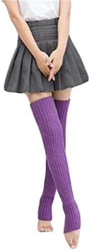 SimidunEUR 70 CM 1 Paar Stulpen Legwarmer Damen Mädchen Beinwärmer Gestrickte Strümpfe 80er Jahre Winter Lange Beinstulpe Socken Warm und Bequem,Violett