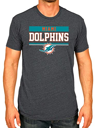 NFL Kurzarm-T-Shirt, anthrazit, Erwachsenen-Sport-T-Shirt, Team-Ausrüstung für Damen und Herren (Miami Delphins - Schwarz, Erwachsene groß)