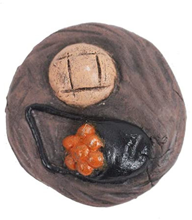 Accesorio para belén, cesta con frutas y pan de 5 cm, paisaje de belén, de arcilla