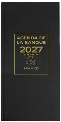 Exacompta 38582E - 1 Agenda Civil du Banquier Long 2 Volumes Noir - Dimension 34 x 16 cm - Janvier 2025 à Décembre 2025