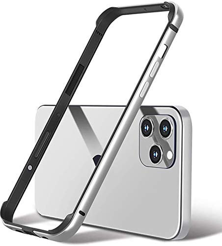 LINPING Aluminum Metal Bumper Frame Hard Case for iPhone 15/14Pro/15/14/Pro Max, Slim Armor with Soft Interior, Raised Edge Protection (Silver, 6.1 Inch iPhone 14 pro)