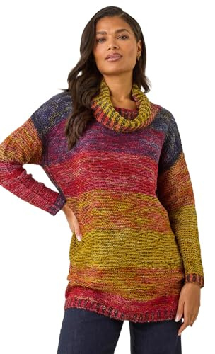 Roman Originals Roll Neck Chunky Knit Jumper for Women UK - Ladies Everyday Holiday Autumn Winter Pull-On Long Sleeves Comfy Cozy Soft Evening Vacation Work Party