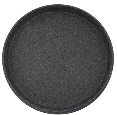 The HC Companies 32.5 Inch Terrazzo Round Premium Plant Saucer – Indoor Outdoor Plastic Plant Trays for Pots - 32.73x32.73x2.9 Black Granite