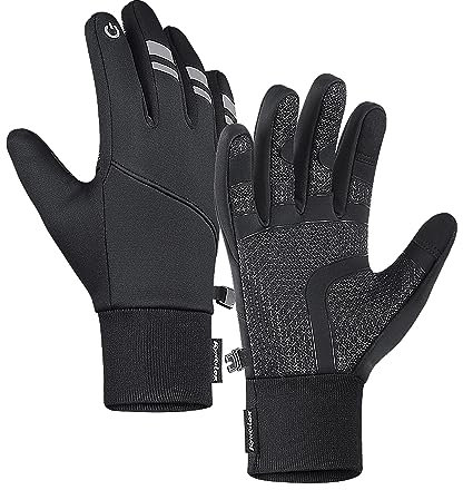 yoofun Fahrradhandschuhe Herren, Winter Wasserdicht Fahrrad Handschuhe Männer Damen Touchscreen Handschuhe Outdoor Winddichte Trainingshandschuhe - Vollfinger Sporthandschuhe (Schwarz, XL)