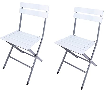 Rebecca Mobili Set 2 Klappstühle Für Draußen, Klappstühle, Kunststoff Stahl, Hellgrau Weiß, Für Bars Restaurants - Maße HxBxT: 78 x 37 x 45 cm - Art. RE6820