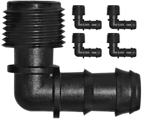 Suinga. Pack 100 Codos de 16 mm x 3/4 para riego por goteo, negro