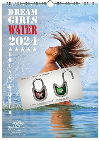 Sexy Water Girls DIN A3 Kalender für 2024 Erotik - Geschenkset Inhalt: 1x Kalender, 1x Weihnachtskarte (insgesamt 2 Teile)