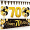 70. Geburtstag Deko für Mann und Frau - Happy Birthday Banner Schwarz Gold, Luftballons, Wimpel Girlande, Hintergrund Ballons für Männer Frauen Party