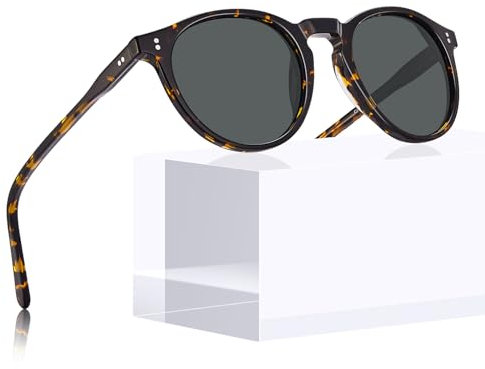 Carfia Polarisées Lunettes de Soleil Femme, Monture Rétro en Acétate Ronde, Lunettes de Mode UV400 Rose Luxe CA2302