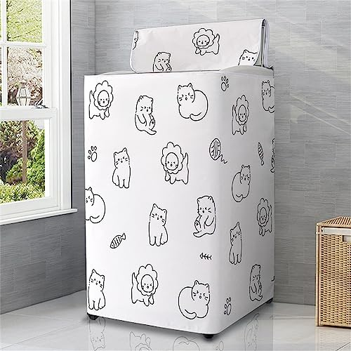 Odot Housse de Protection pour Machine à Laver Chargement par Le Haut, Couvre-Machine Protecteur Anti-Poussière Couverture pour Machine Lave-Linge et Sèche-Linge (Chat,M)