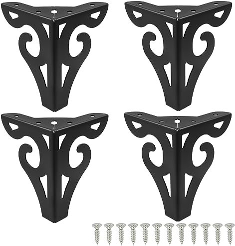 Piutouyar 5 Inch Hollow Out Furniture Legs Set of 4, Black Artistic Metal Sofa Cabinet Legs, Modern Triangle Couch Feet Metal Furniture Legs Feet for Cabinet Cupboard Table Bookcase Wardrobe
