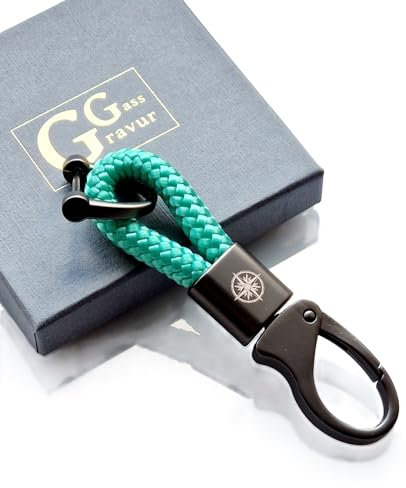 Schlüsselanhänger, Segeltau, 8mm, Karabiner, Koordinaten, Kompass, Gravur, personalisiertes Geschenk, Valentinstag, Muttertag, Vatertag, Geschenk, Hochzeit, Weihnachten