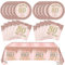 41PCS 80th Birthday Anniversary Decorations Women,Rose Gold 80th Birthday Party Favor Include Plates Napkins Tablecloth For women Serves 20