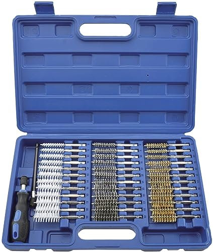 Stahl-Faust Rundbürsten Set KFZ Bohrloch-Bürsten Nylon Messing Stahl-Bürsten-Satz 38-TLG